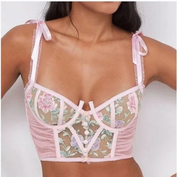 NWT For Love and Lemons Watercolor Rose Bustier